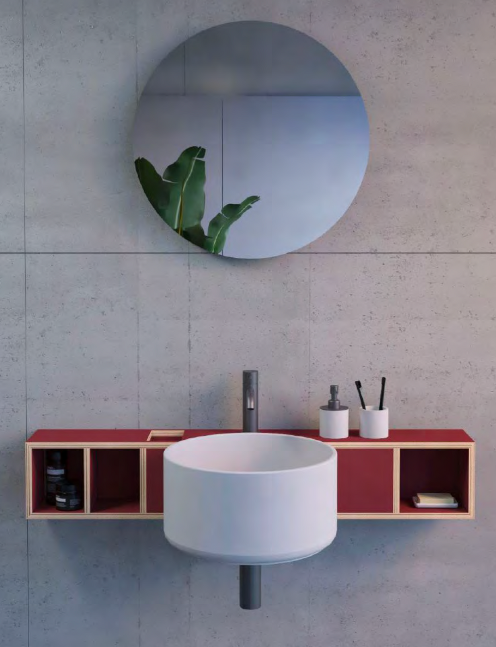 SELLA T WALL-HUNG WASHBASIN WITH CABINET IN FENIX - art SELS/SEPOT